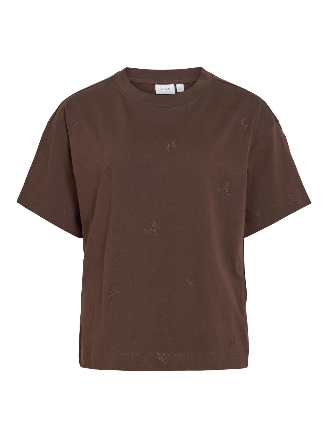 Vimonie Flower Emb t-shirt - Coffee Bean